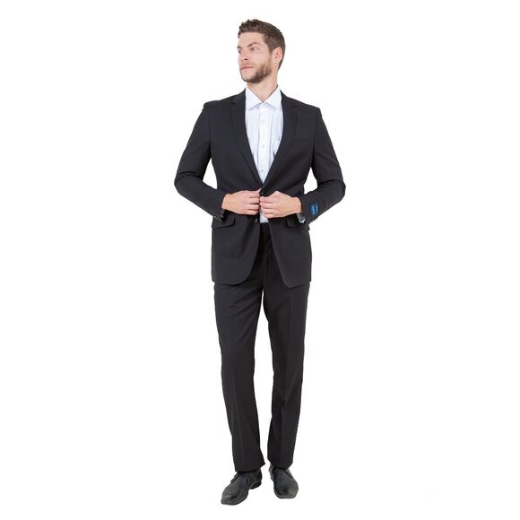 Mens 2-Piece 100% Wool Suit, Black - Picture 5 of 10